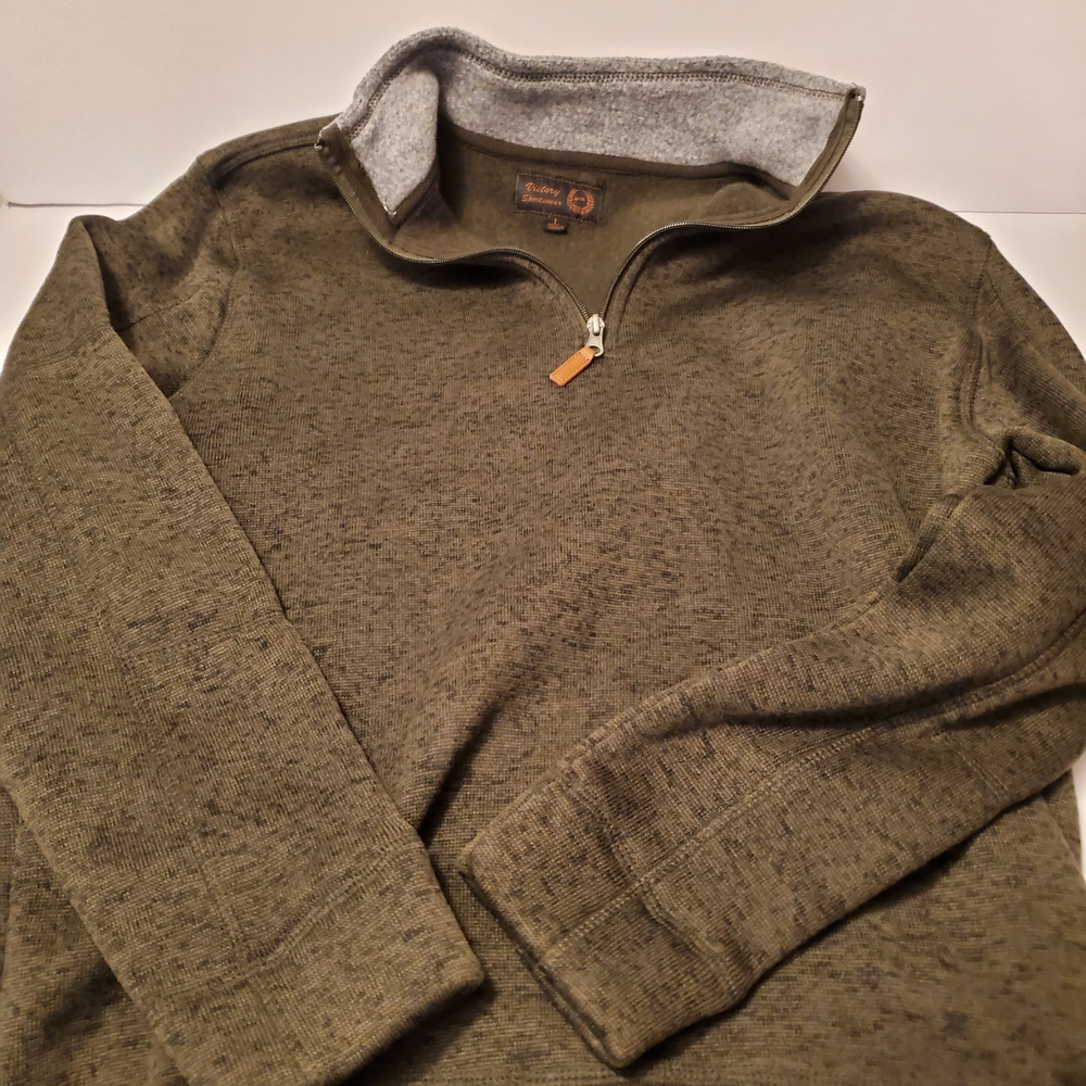 Victory Sportswear Mens Brown Fleece Pullover 1/4-Zip Pullover Sz Large M